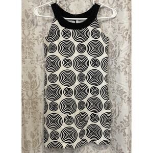 Maggie Breen Too Dress Size 10-100% Linen-Black & White Geometric Pattern-Retro